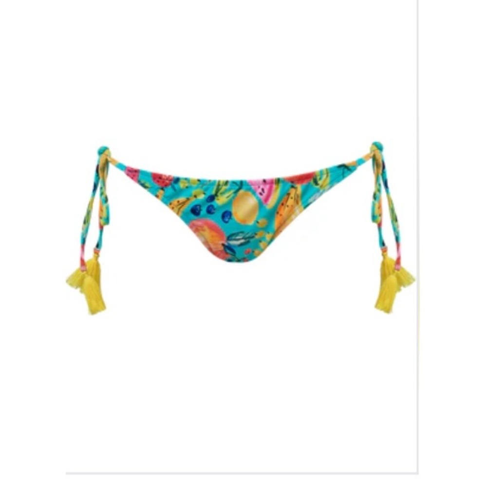 Venus‎ Miami Tie Side Bikini Swimsuit Bottom Size 8 Tropical Fresh Fruit Tassels